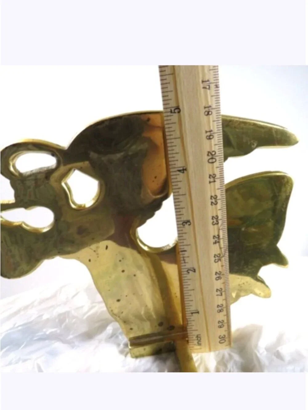 VTG Solid Brass Angel Stocking Holder Trumpet Herald Large Heavy Duty Christmas